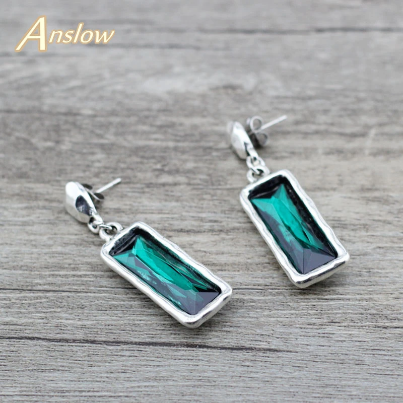 Anslow New Fashion Jewelry Vintage Square Crystal Women Female Earrings For Wedding Engagement Friendship Gift LOW0150E