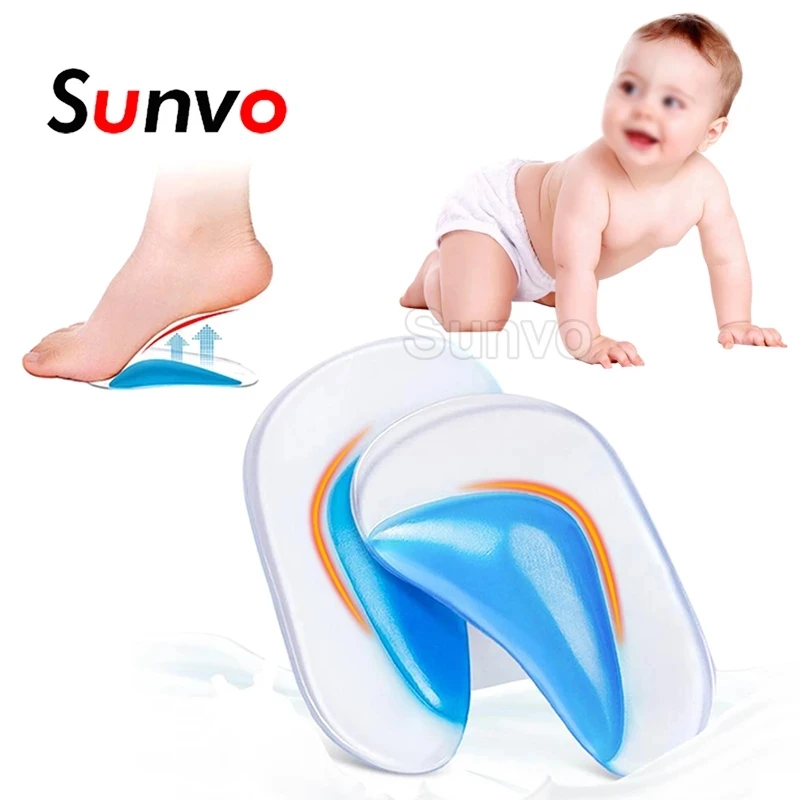 Sunvo Silicone Gel Children Orthotics Insoles for Kids Baby Flatfoot Orthopedic Corrector Arch Support Cushion Shoes Pads Sole