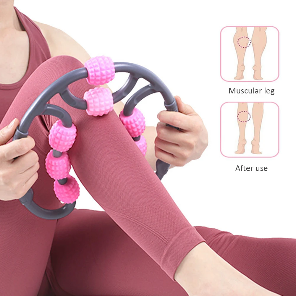 U Shape Yoga Massage Roller 8 Wheels Trigger Point for Arm Leg Neck Muscle Body Fatigue Lifted Tool Health Therapy Care Stress