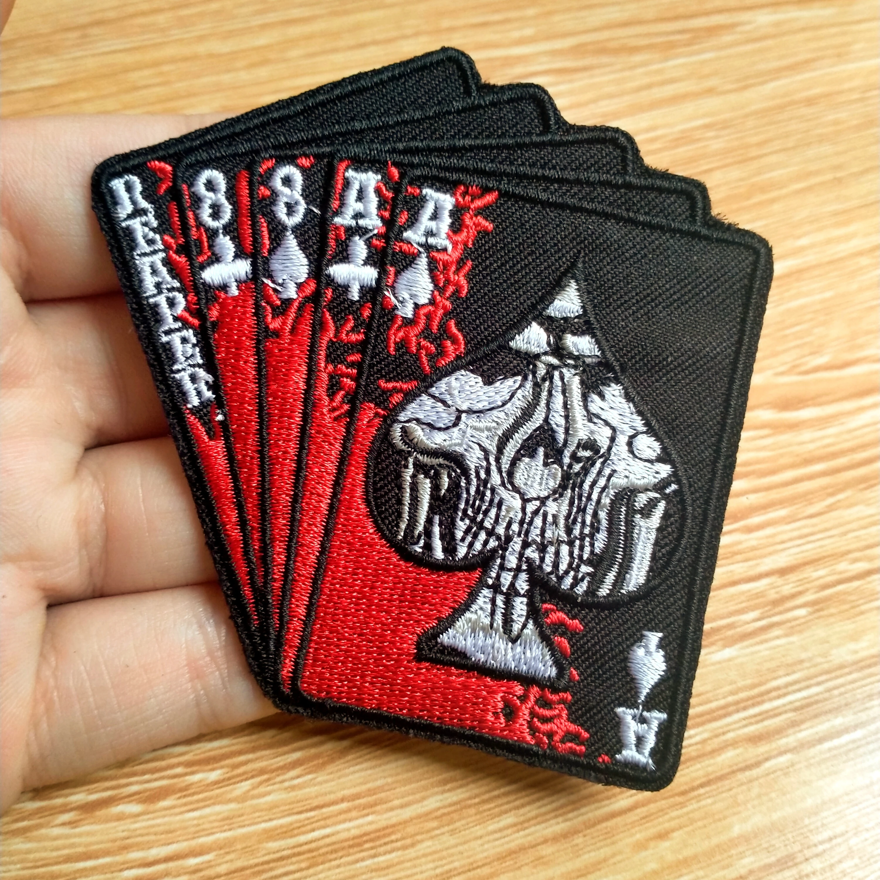 Joker Punk Skull Patches On Clothes Poker Iron On Patches For Clothing Stripe Applique Badges For Clothes Embroidery Patch