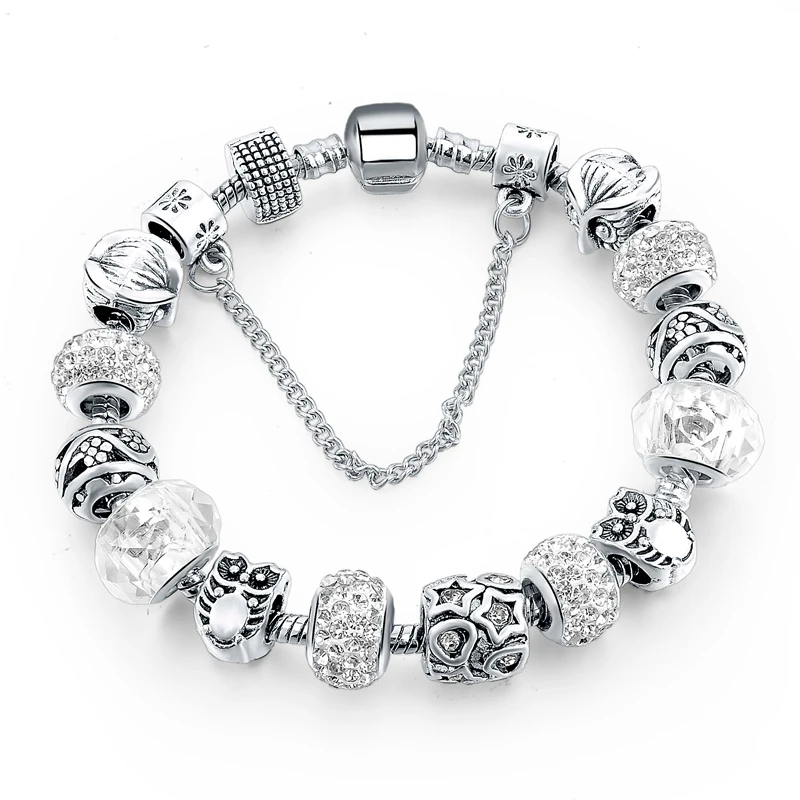 YADA stock INS Fashion high quality Owl Bracelets&Bangles For Women Heart DIY Bracelets Charm Crystal Jewelry Bracelet BT200264