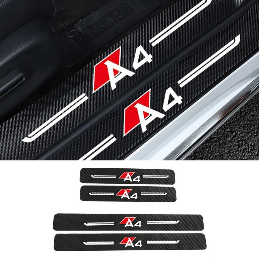 4pcs Car Sticker Door Decoration Modified Protection For AUDI A3 A4 A5 A6 A7 Q3 Q5 Q7 Door Wear Plate Protection Accessorie