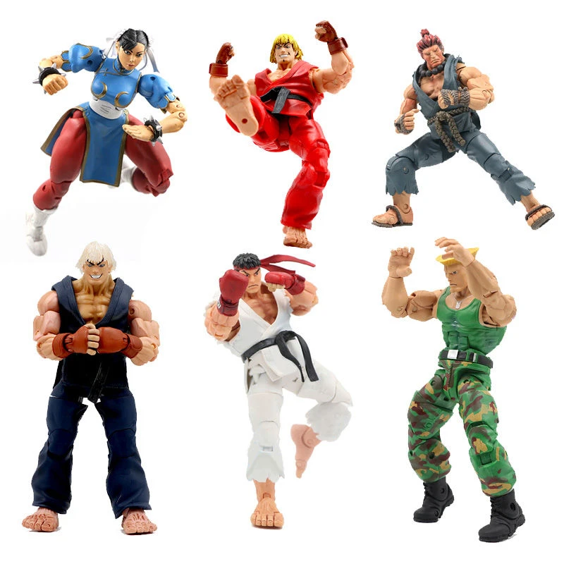 18cm NECA Classic Game Chun-Li Chun Li Ken Guile Hoshi Ryu Akuma Gouki Action Figure PVC Collectible Model Toys For Boys Gift