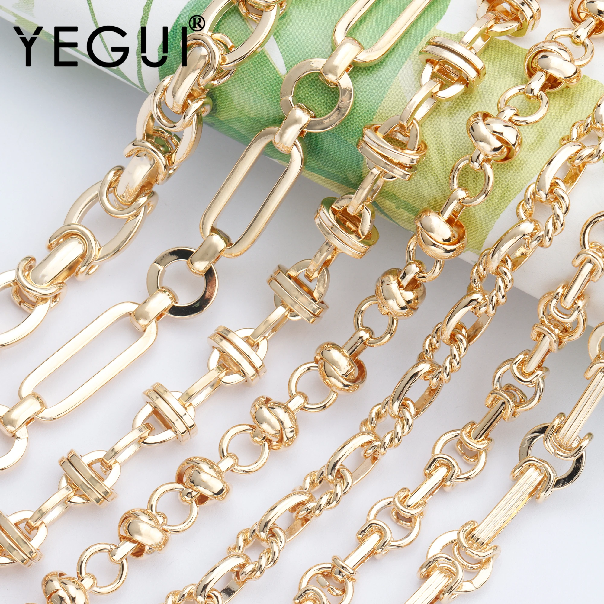 YEGUI C122,jewelry accessories,diy chain,18k gold plated,0.3 microns,hand made,diy bracelet necklace,jewelry making,1m/lot