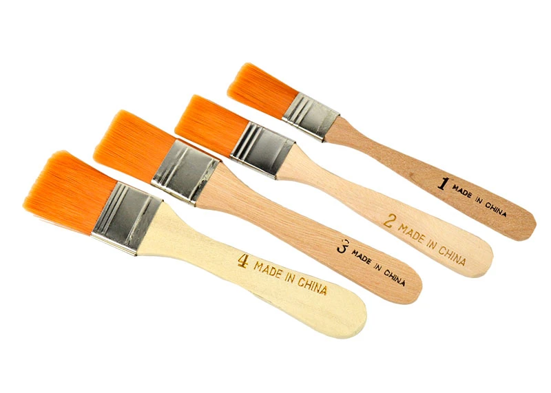 4Pcs Painting Brushes Wooden Handle Nylon Hair Acrylic Oil Painting Brush Kit for Artist Drawing Brush