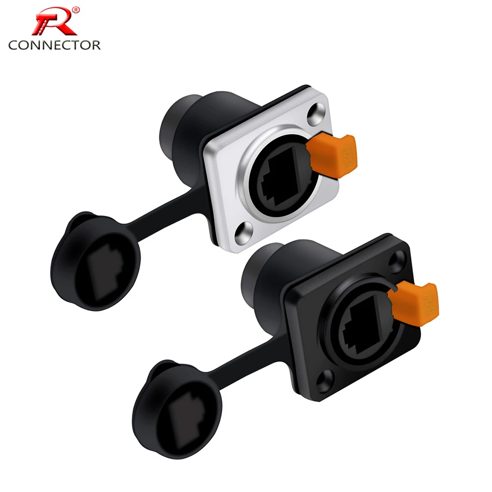 RJ45 Waterproof Network Connector,Copper Pins 8p8c Female Chassis Panel Mount Sockets RJ45 Ethernet Connector IP65 Straight Type