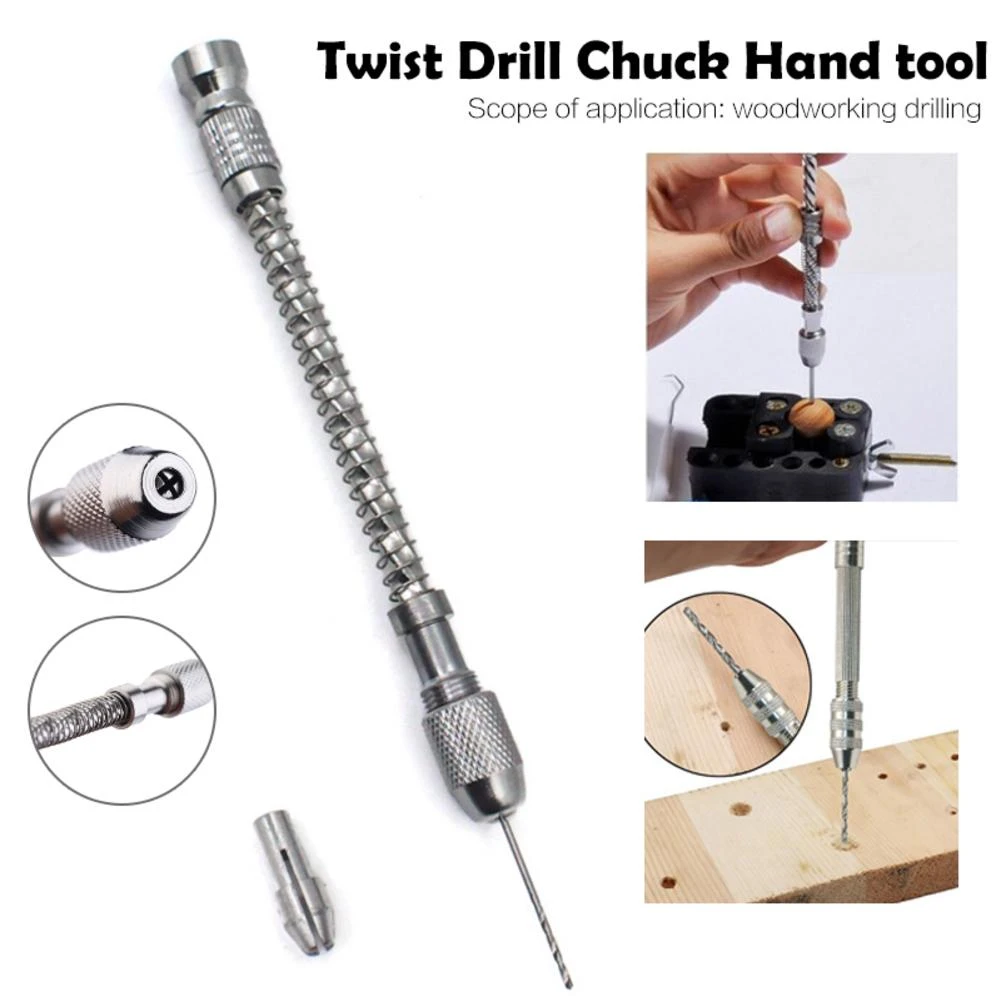Mini Spiral Hand Drill Full Metal Hand Twist Drill Manual Punching Tool Semi Automatic Manual Drilling Woodworking Tool