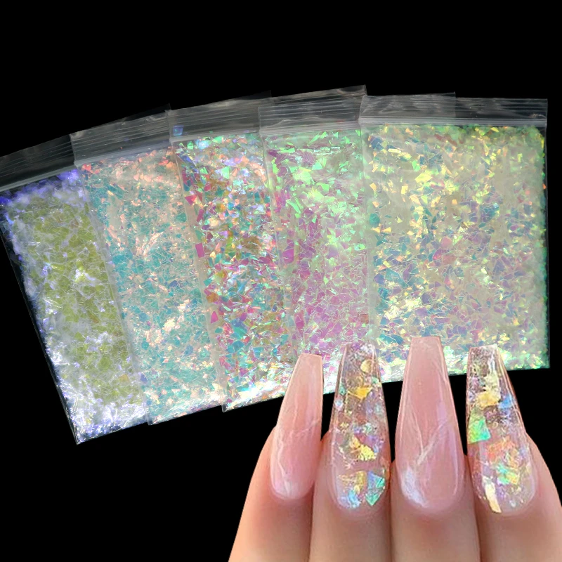 2g/10g Holographic AB Nail Glitter Flake Sparkly Sequins Irregular Paillette DIY Polish Manicure Nail Art Decoration Accessories