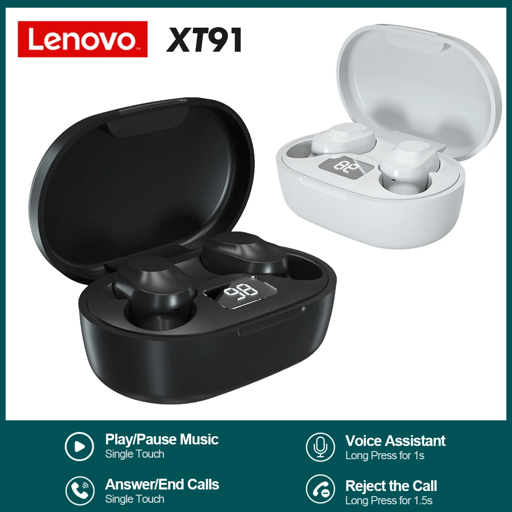 Lenovo XT91 TWS Earbuds Touch Control Sport Headset Sweatproof In-ear Earphones with Mic Bluetooth 5.0 True Wireless Headphones