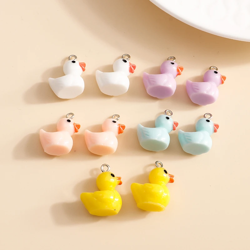 10pcs 16*19mm 5 Color Enamel Mini Duck Charms DIY for Necklaces Pendants Earrings Making Cute Animal Charms Jewelry Accessories