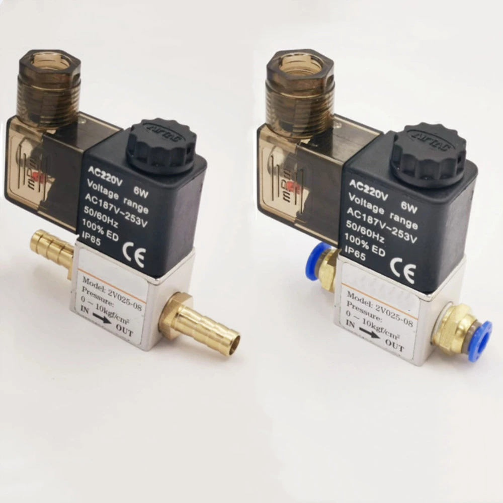 12V 24V 220V Pneumatic Electric Solenoid Valve 2 Position 2 Port Normally Closed Air Magnetic Valve 6mm 8mm Hose Barb Connection