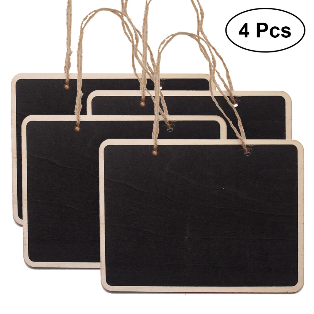 4 PCS Mini Chalkboards Rectangular Hanging Blackboard Double Sided Chalkboard Wedding Party Table Number Place Tag Message Board