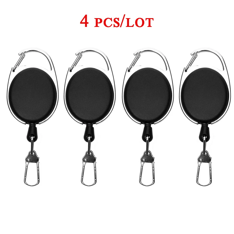 2/3/4pcs Retractable Key Chain Reel Badge Holder Fly Fishing Zinger Retractor with Quick Release Spring Clip Fishing Accessories