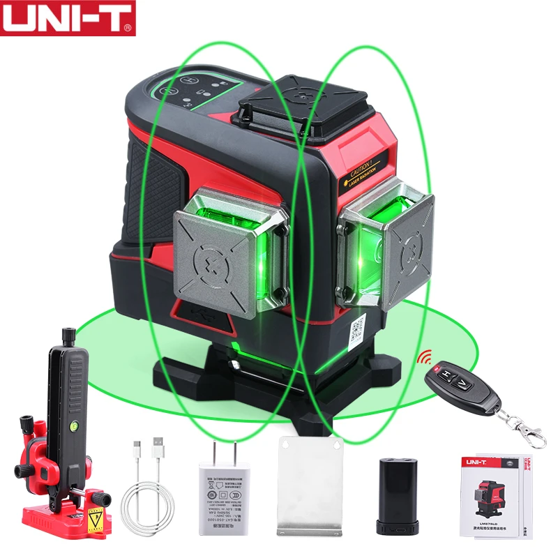 UNI-T Laser Level 2/8/12/16 Green Laser Lines Vertical Horizontal Cross Layout Auto Remote Portable Measuring Instrument LM576LD