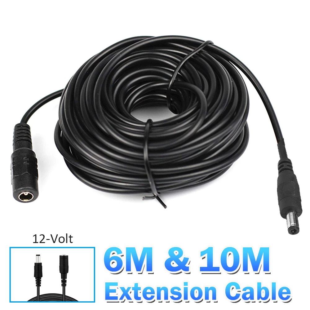 6 Meters/20ft Cable DC 12V Universal Length Power 10M Extension Cable For Security CCTV Camera Power Adapter 5.5x2.1mm DC Plug