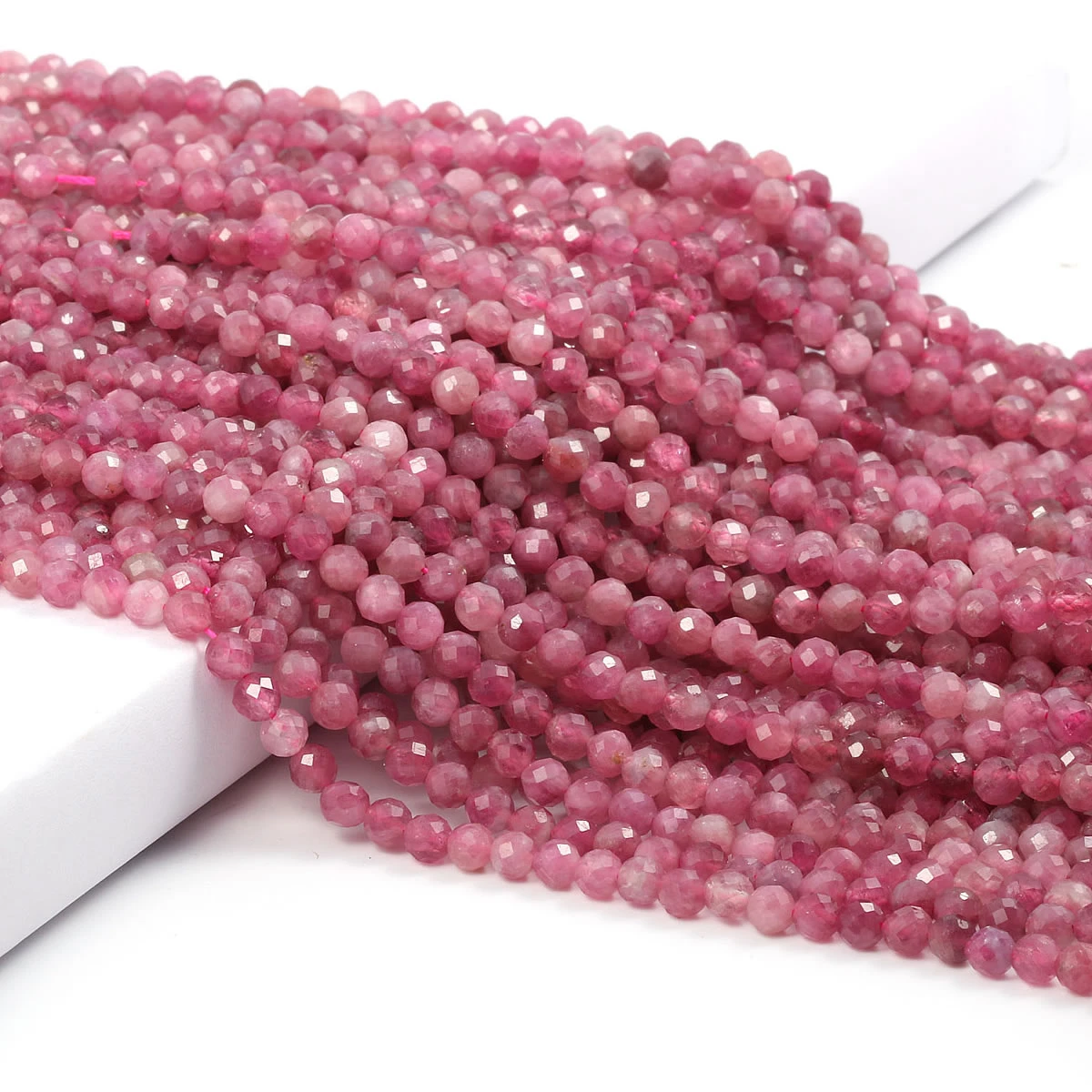 Natural Pink Tourmaline Beads Faceted Loose Round Beads for Jewelry Making Necklace DIY Bracelet Accessories 2 3 4mm