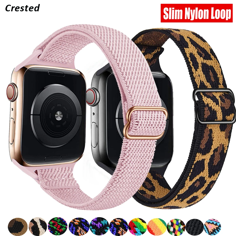 Slim Scrunchie Strap for Apple watch band 40mm 44mm 45mm 41mm 38mm 42mm Elastic Nylon bracelet iWatch serie 3 4 5 6 se 7 band