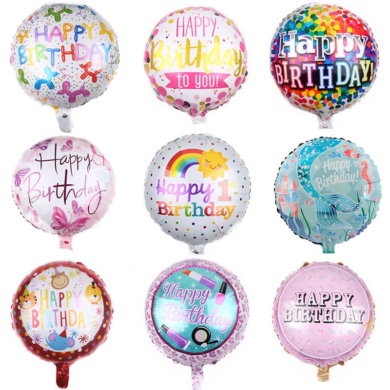 30 Paterns 5pcs 18-inch Round Foil Balloon Happy Birthday Inflatable Helium Balloons Birthday Party Decoration High Quality Toy