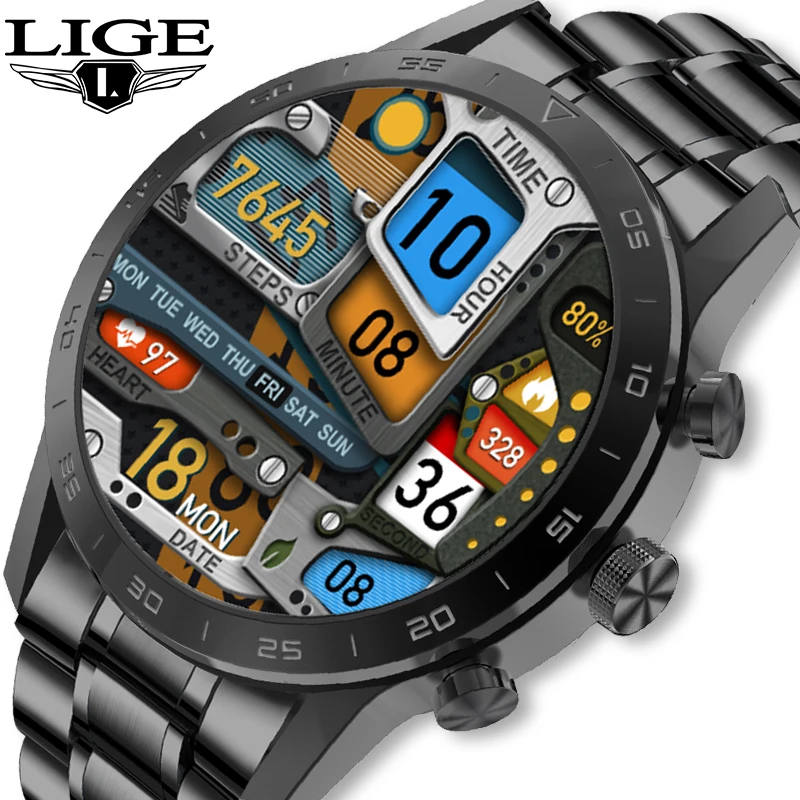 LIGE 2021 New Smart Watch Men Heart Rate Monitor ECG+PPG Men's Smartwatch Fitness Tracker Watch Dial Call Smartwatch for Xiaomi