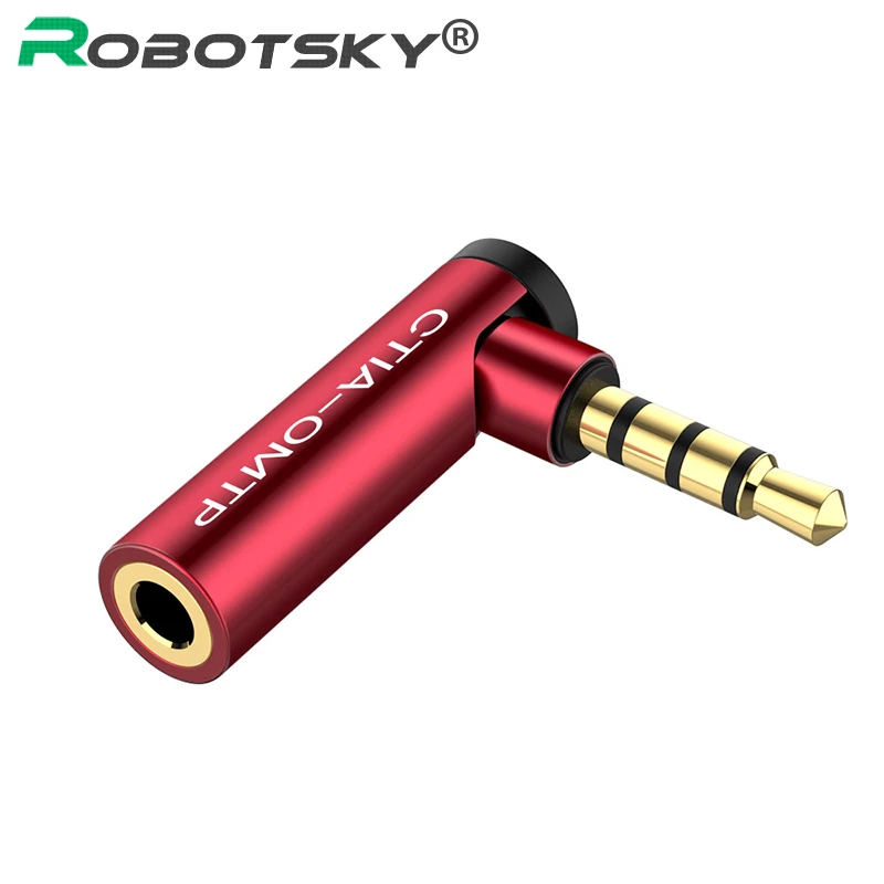 Robotsky 3.5mm Male to Female 90 Degree Right Angled Adapter Converter Headphone Audio Microphone Jack Stereo Plug Connector