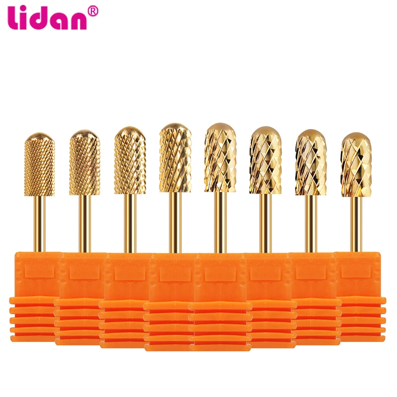 Lidan 16 Type Gold Color Tungsten Steel Bits for Electric Drill Nails Mills Cutter Manicure Machine Nail Files Tool Accessories