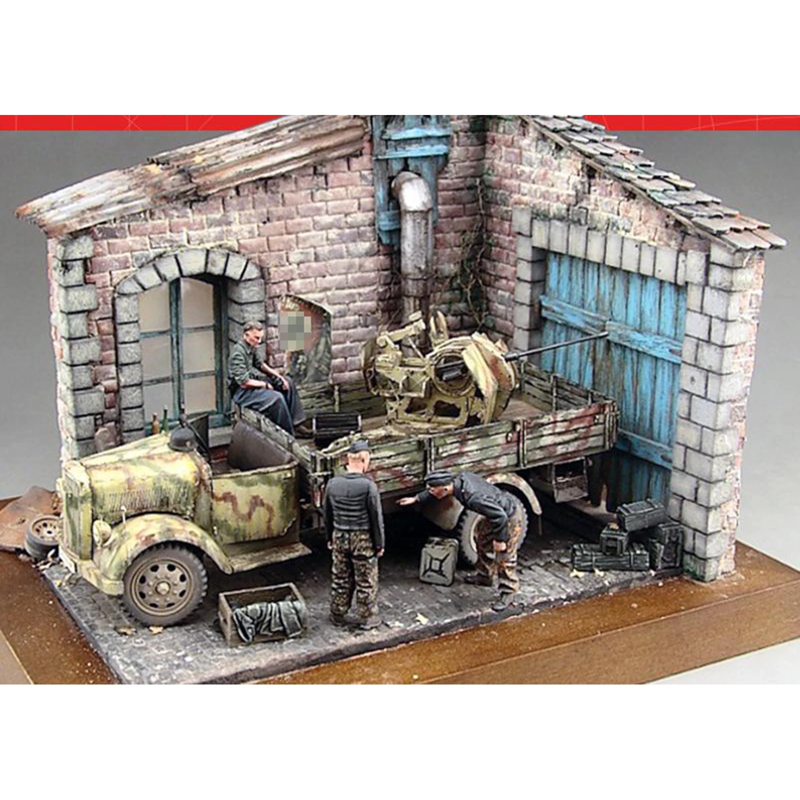 Handmade DIY 3D Puzzles Kits Wooden Ruins Corner House 1:35 Scale Miniature Sand Table War Architecture Layouts