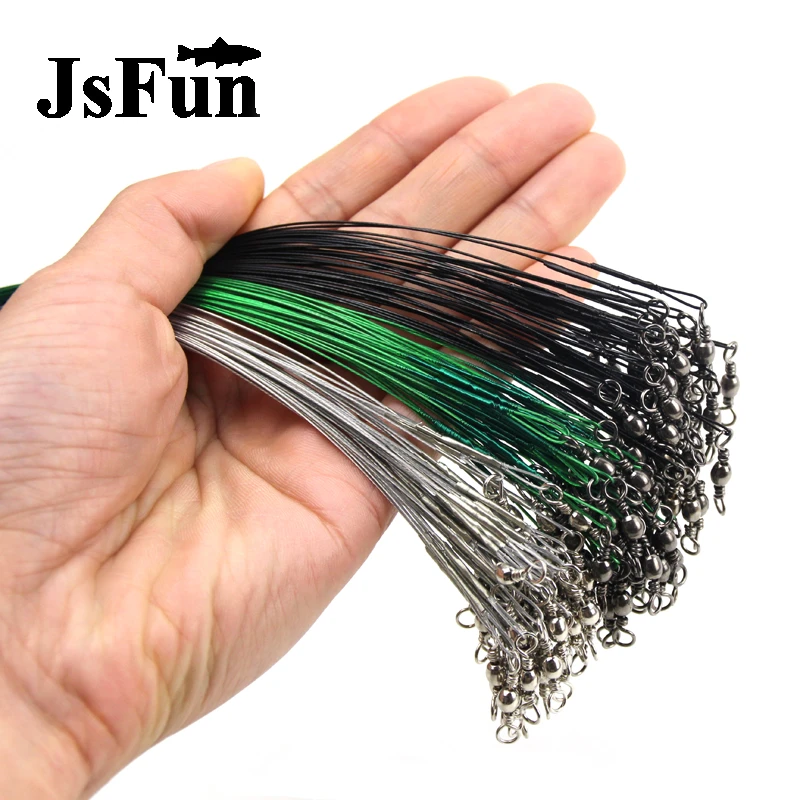 20pc/lot Steel Wire Leader with Swivel Anti-bite Fishing Line 10/15/20/30cm Fishing Accessory 3 Colors Olta Leadcore Leash FO386