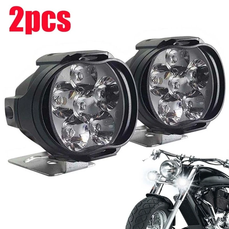 2Pcs 6 LED Auxiliary Headlight for Motorcycle Spotlights Lamp Vehicle 6LED Auxiliary Headlight Brightness Electric Car Lights