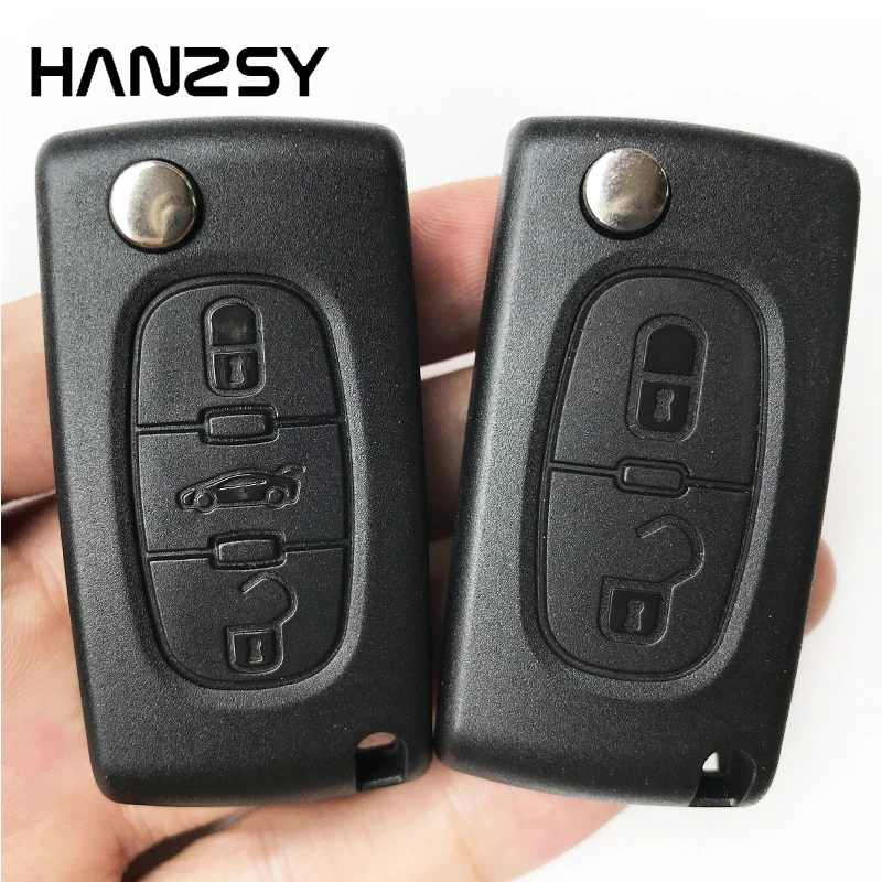 2 3 Buttons Car key Shell Fob For Peugeot 207 407 307 107 Citroen C4 C3 C2 Flip Folding key Case CE0523/CE0536 HU83/VA2 Blade