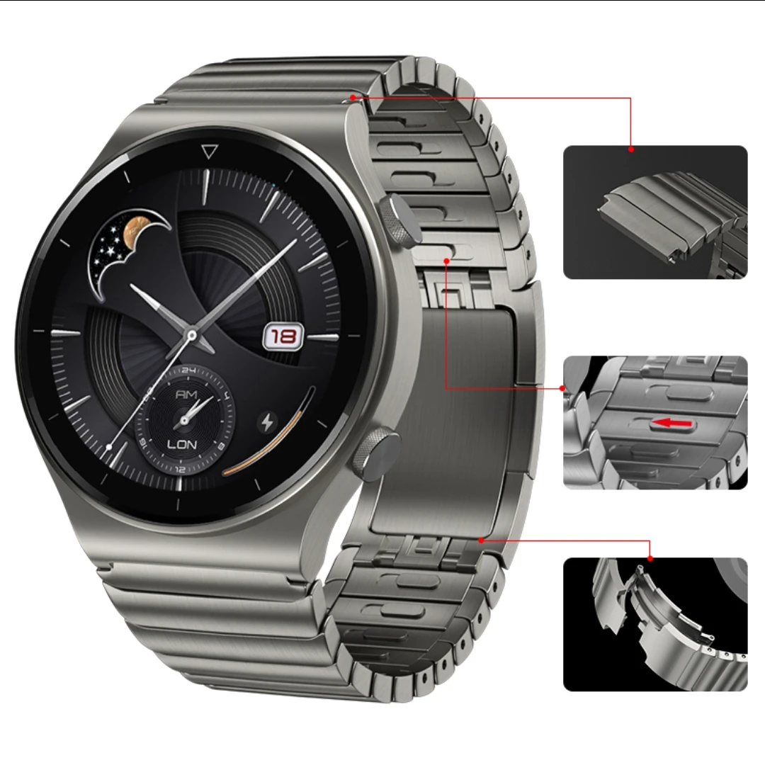 Original Titanium Grey Strap for Huawei Watch GT2 Pro 22mm Stainless Steel Correa Metal Watch Band for GT2 46mm GT2e Wrist Band