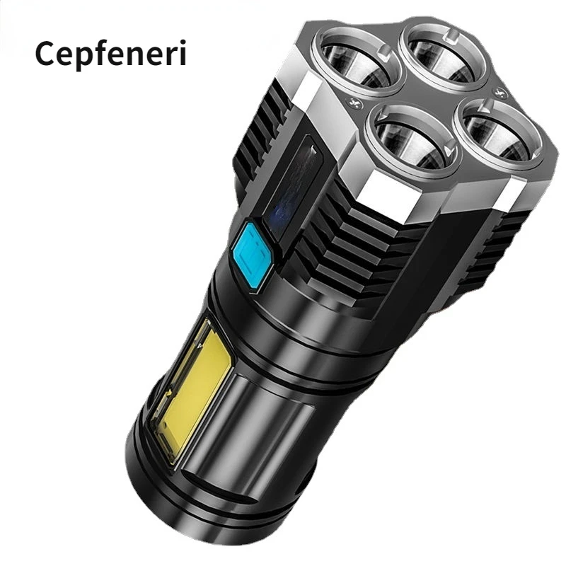 Quad-Core LED Flashlight Strong Light Rechargeable Lantern Super Bright Small Special Forces Outdoor Multi-Functional Spotlight