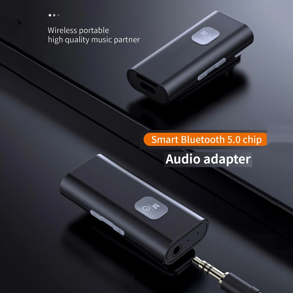 5.0 Wireless Audio Adapter Receptor Portable Bluetooth-compatible Receiver 3.5mm AUX Jack for Speaker Headphones