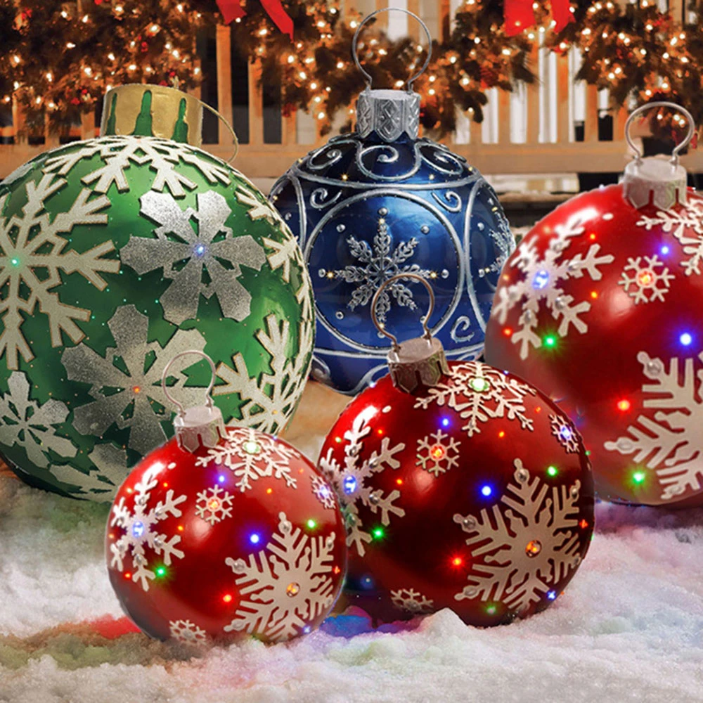 60cm Christmas Balls Christmas Tree Decorations Outdoor Atmosphere PVC Inflatable Toys For Home Christmas Gift Ball Xmas