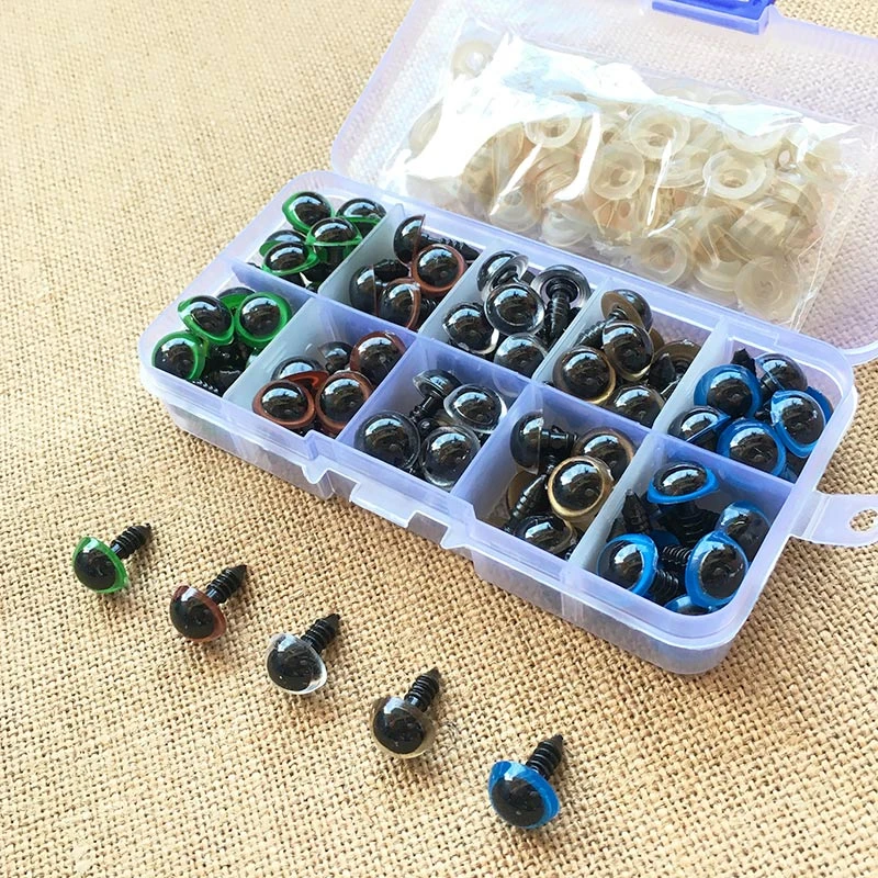 100PCS 8mm 10mm 12mm Mix Color Plastic Animal Safety Eyes For Toys Teddy Bear Stuffed For Dolls Craft Amigurumi Accessories Box