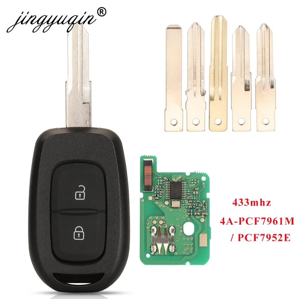 jingyuqin Remote Car Key 433mhz with PCF7961M 4A Chip for Renault Sandero Dacia Logan Lodgy Dokker Duster Trafic Clio4 Master3