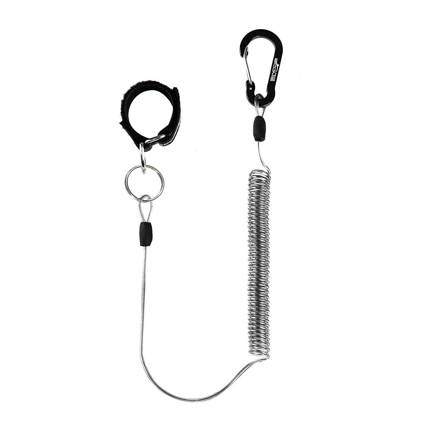 Booms Fishing T01 Coiled Lanyards Carabiner Clip with Rod Straps for Fishing Rod and Landing Net