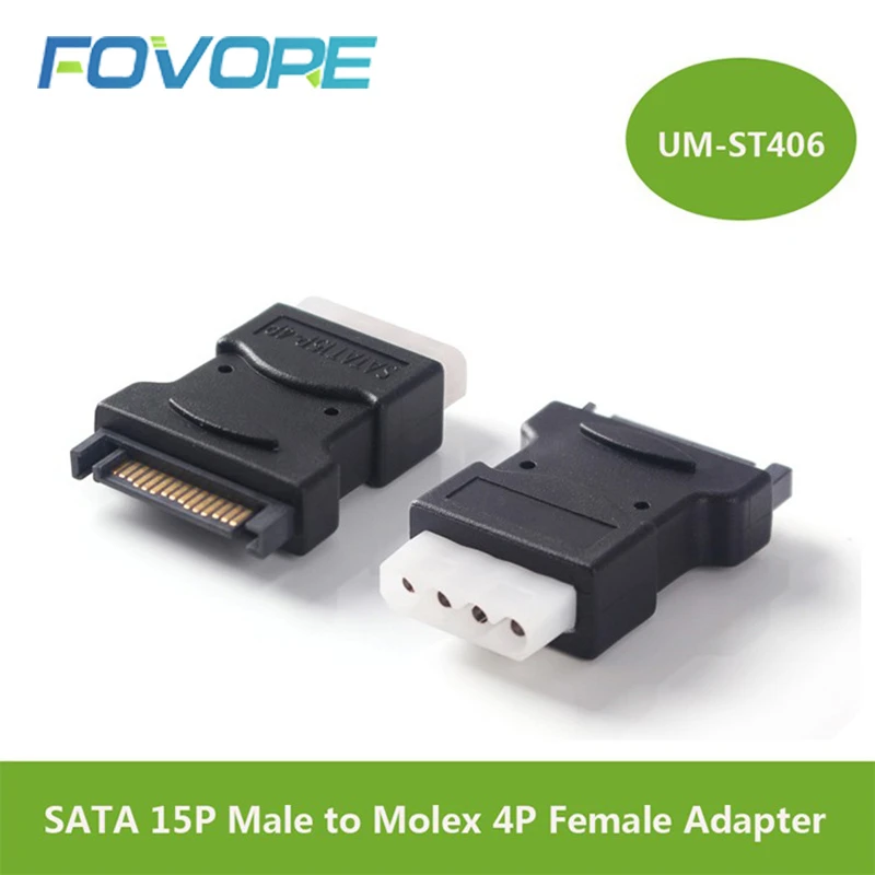 2 Pack 15Pin Sata Serial ATA Male to Molex IDE 4 Pin Female M-F Hard Drive Adapter Power Cable Line Power