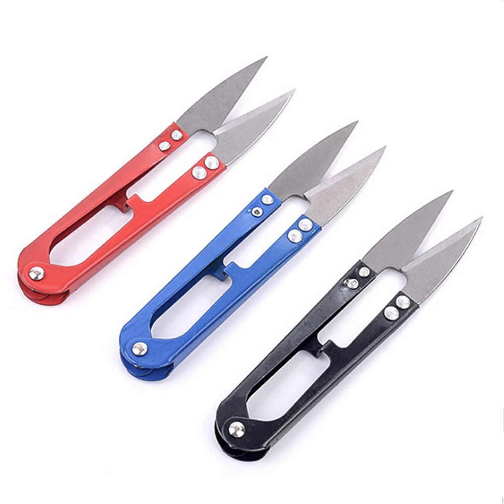 1pcs U Shape Mini Fishing Scissors Stainless Steel Handle Pliers Line Cutter Sharp Fish Use Cut Clipper Tackle Tools Accessories