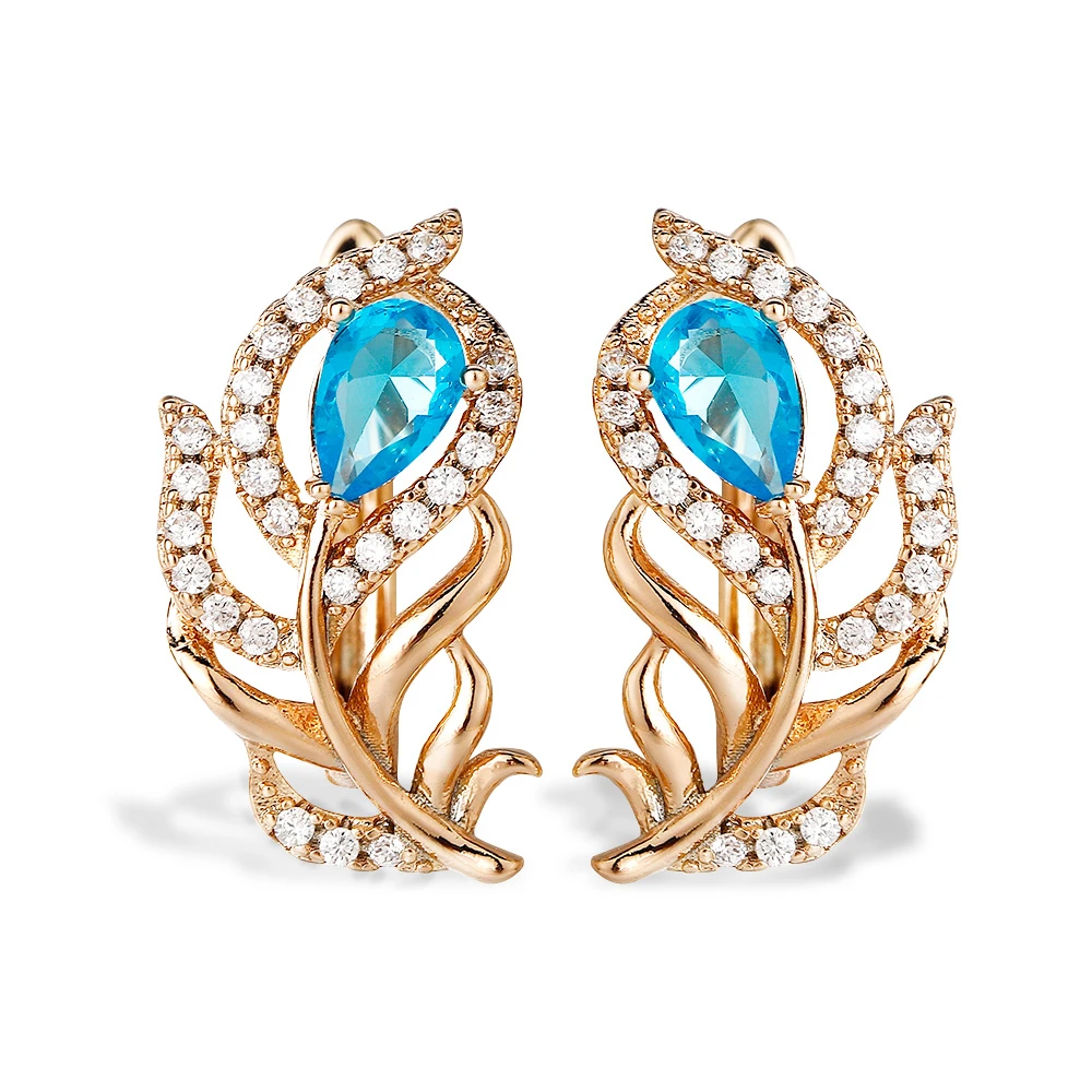 Natural Zircon Earrings Women Wedding Party Exquisite Jewelry Gift Gold   Geometric Stud Earrings Cute Crystals Lovers Earrings