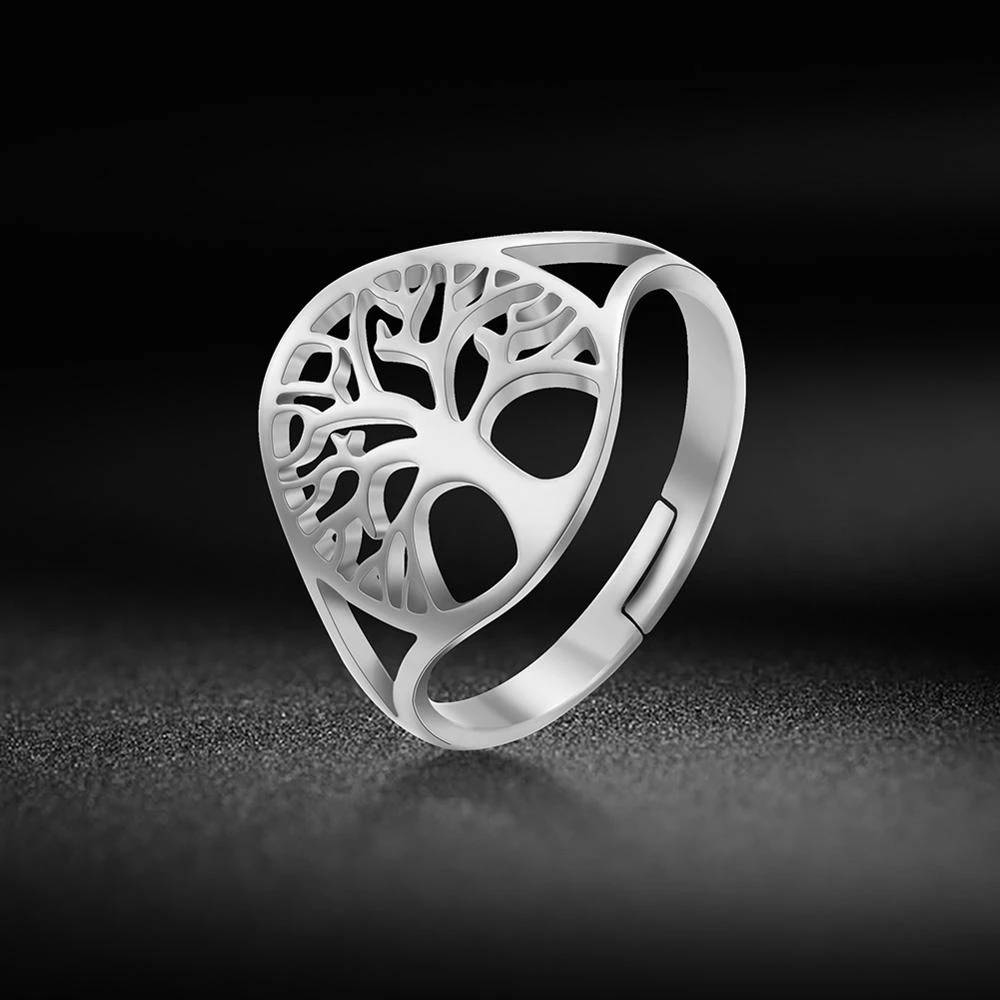 Skyrim Tree of Life Adjustable Ring Viking Stainless Steel Gold Color Finger Rings Jewelry Anniversary Gifts for Women Girl 2021