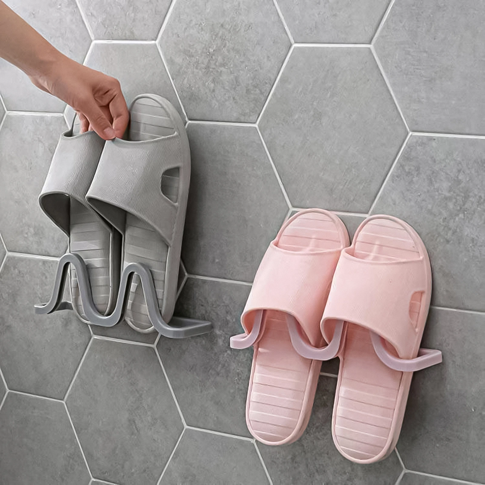 New Wall Mounted Shoe Rack Bathroom Home Shoe Organizer Space Saving Slippers Hanger