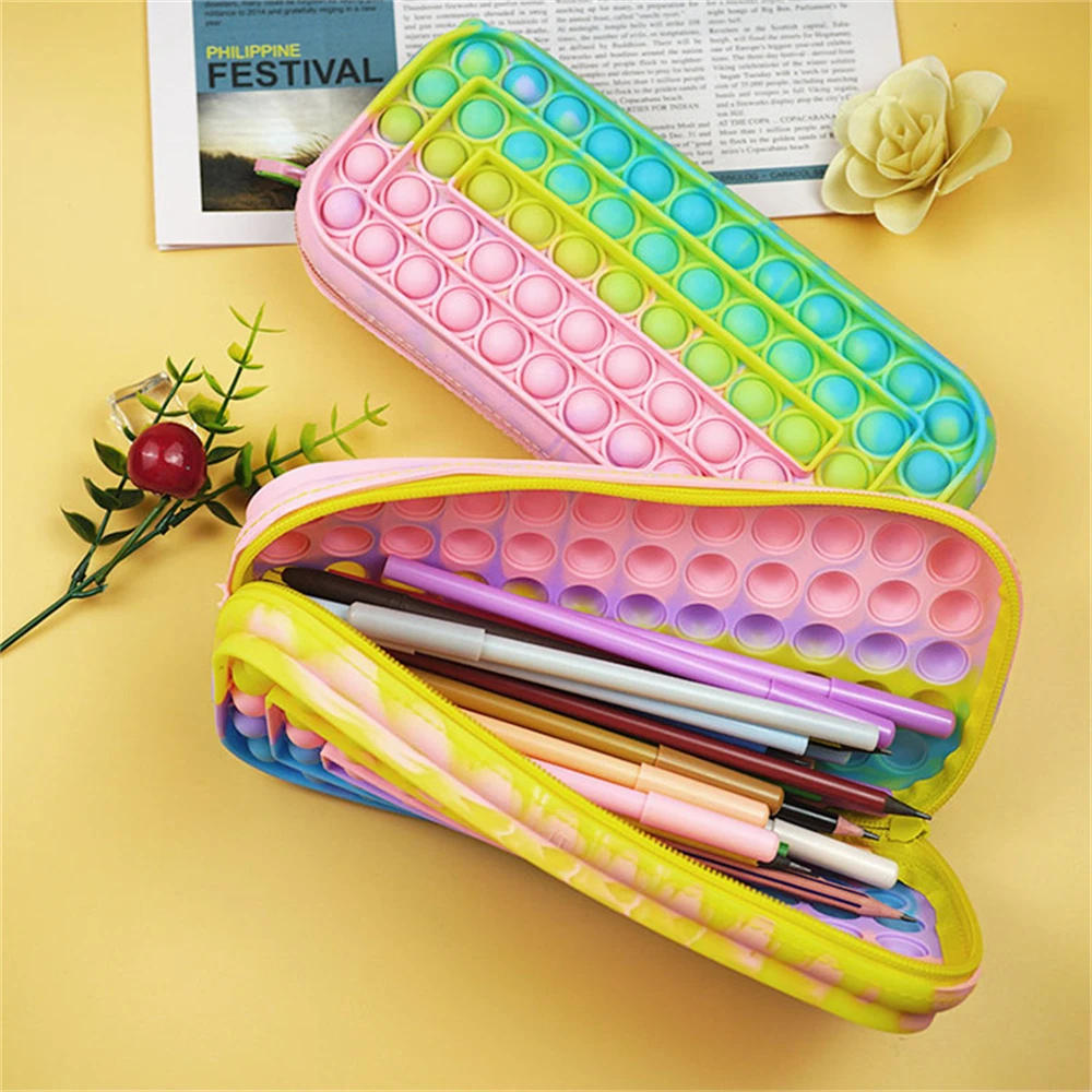 New Arrival Silicone Purse Push Pop Bubbles Simple Dimple Stationary Bag Popper Sensory Poppet Pencil Case Fidget Toys