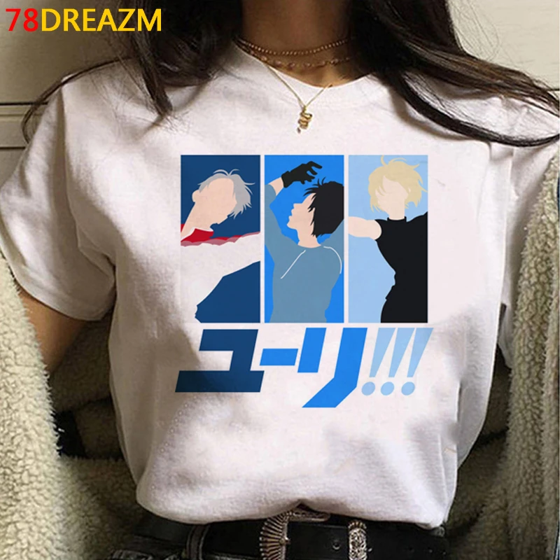 2021 Hot Japanese Anime Yuri on Ice T Shirt Men BL Yaoi Funny Cartoon T-shirt Summer Tops Unisex T-shirt Manga Tshirt Male