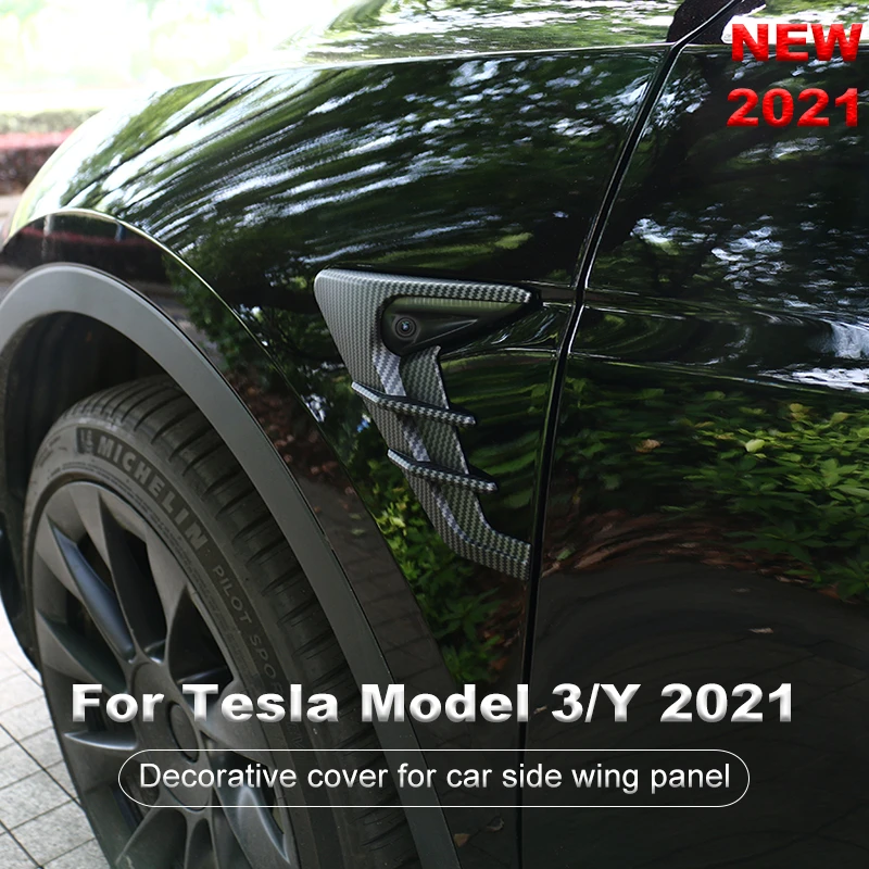Camera Flanks Car Side Wing Panel Cover Spoiler Dust Cover Decoration Modification Accessories For Tesla Model 3 /Y 2021