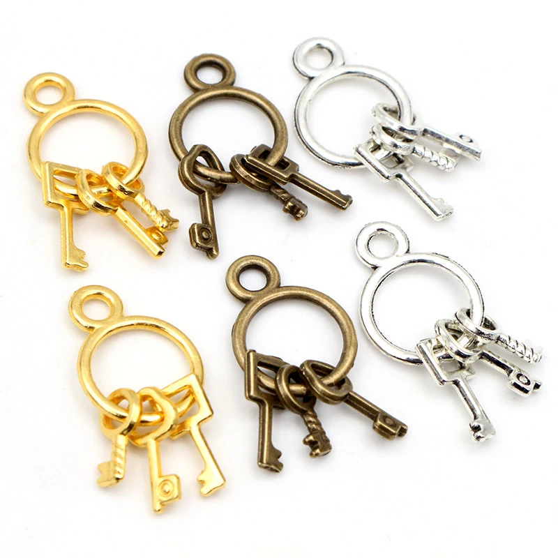 24X13mm 10pcs Antique Silver Plated Bronze Gold Plated Key Chain Handmade Charms Pendant:DIY for bracelet necklace