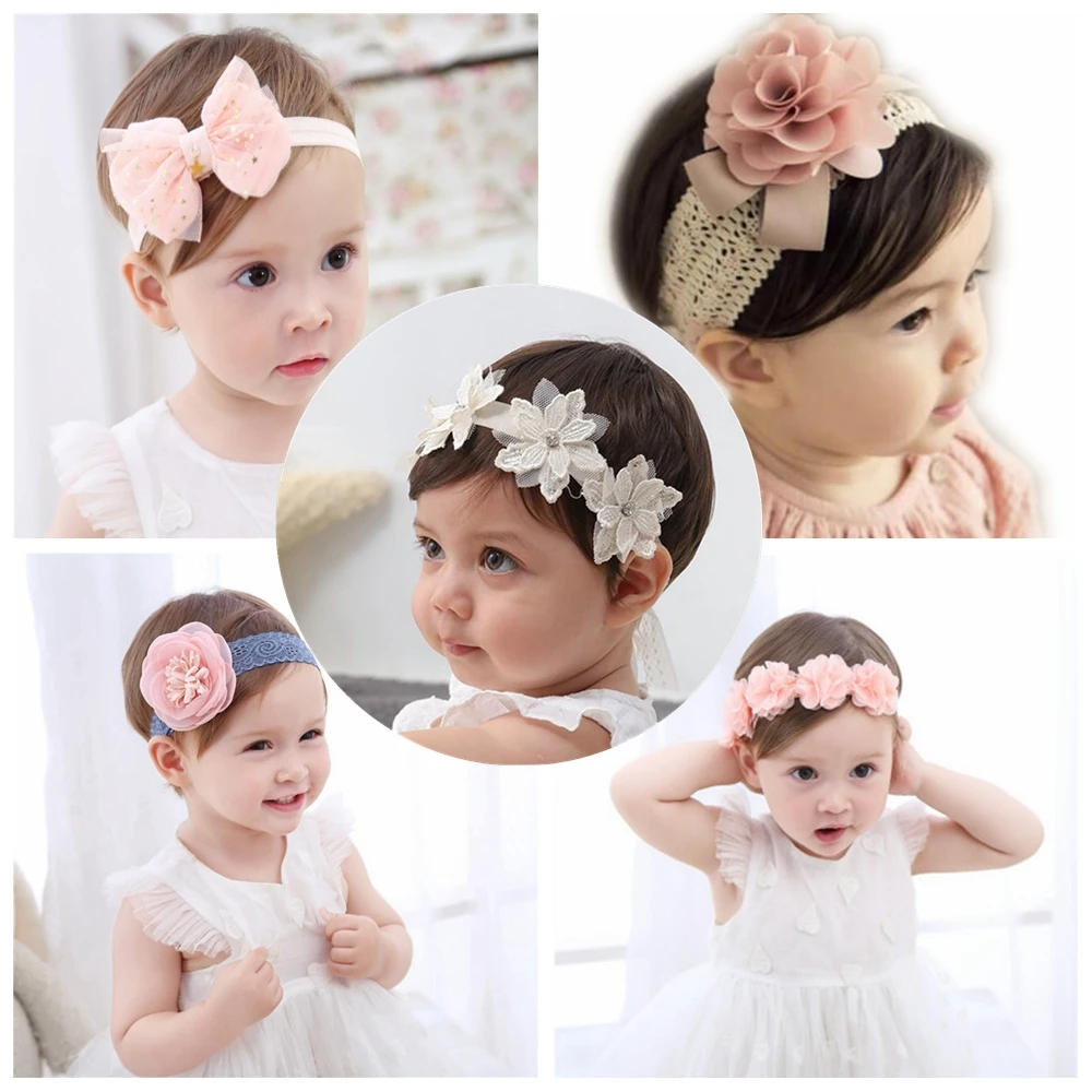 korean Baby headband newborn fabric flowers  girls headbands DIY jewelry accessory photographed photos Children hair accessories