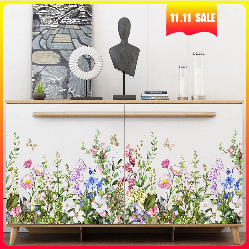 Flower Grass Wall Stickers Art Decal Mural Wall Background DIY Decor Home Decoration Wall Background Decor Kid Sticker 35x50CM