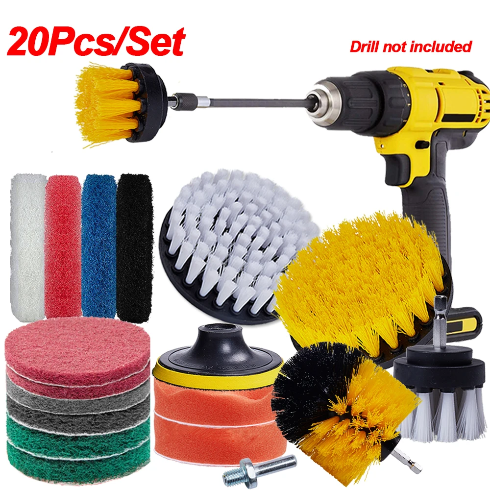 20 Pcs/Set Scrubber Drill Brush Set Polishing Pad Car Cleaning Brushes For Screwdriver Washing brush Car Cleaning Tools