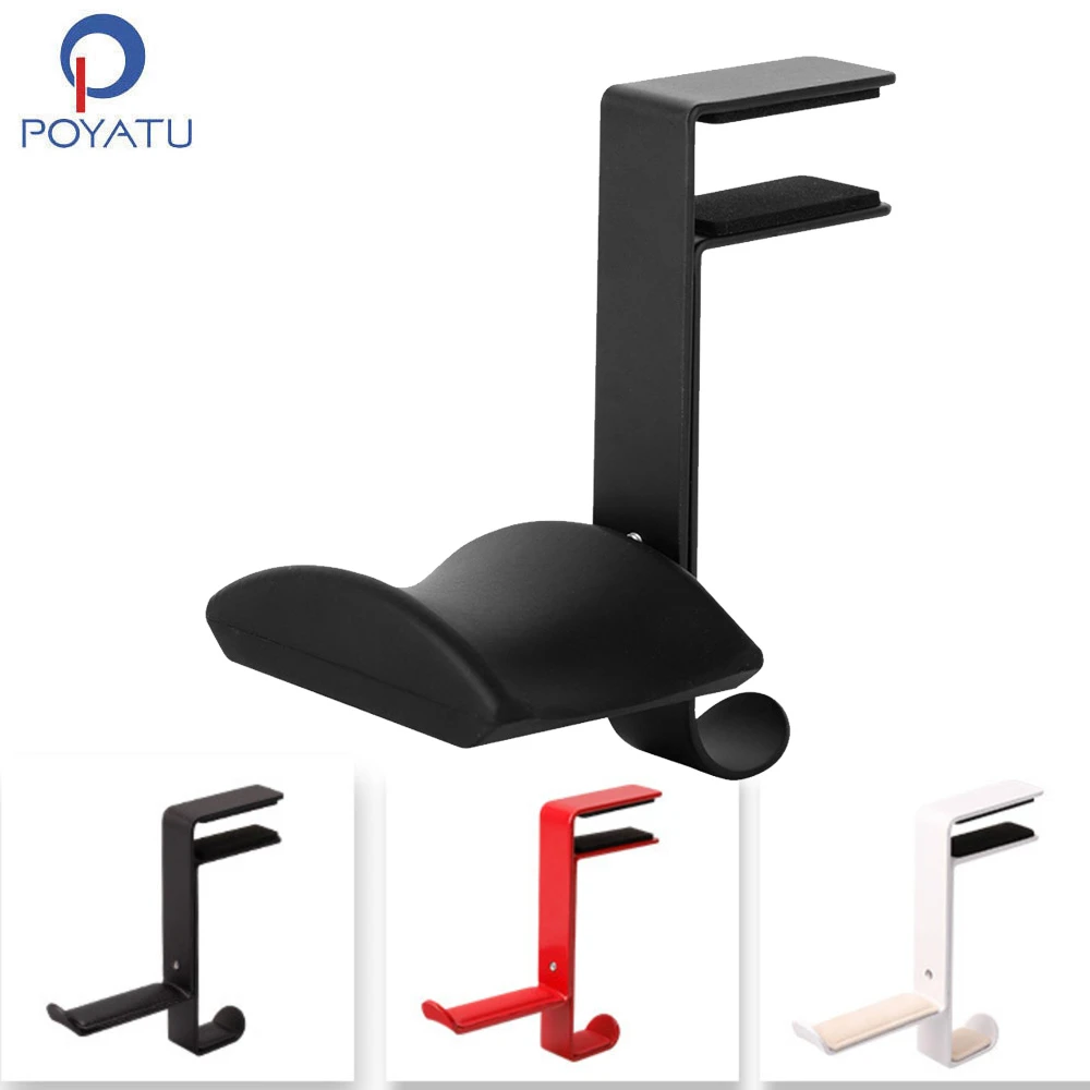 POYATU Desk Mount Universal Office Hanger Gaming Headphone Stand Bracket Display Rack Headset Holder Space Saving Table Clamp