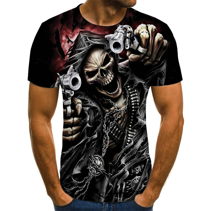 Skull Reaper Men's T-shirt Men's Horror 3DT-Shirts Summer Fashion Tops O-Neck Shirt Boy Clothing Large Size Street Clothing